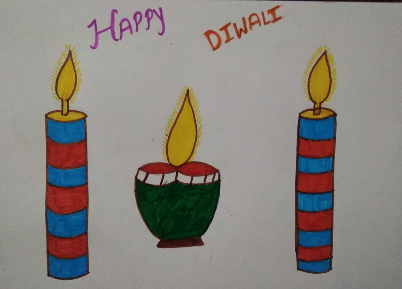 Happy Diwali Poster Drawing Tutorial